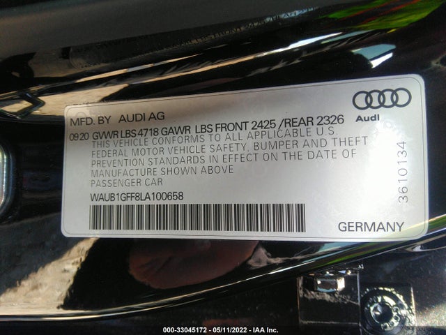 2020 Audi S3, VIN: WAUB1GFF8LA100658