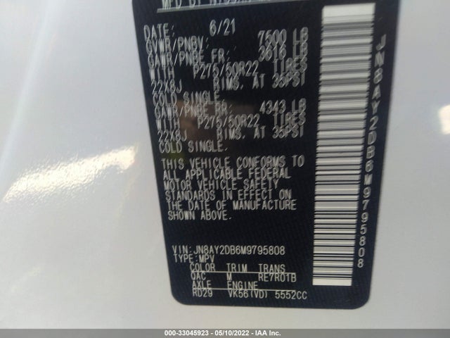 2021 Nissan Armada, VIN: JN8AY2DB6M9795808