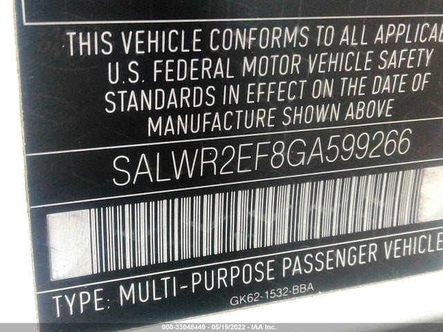 2016 Land Rover Range Rover Sport, VIN: SALWR2EF8GA599266