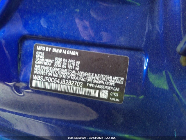 2018 BMW M5, VIN: WBSJF0C54JB282703