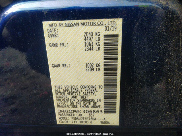 2019 Nissan Leaf, VIN: 1N4AZ1CP6KC306863