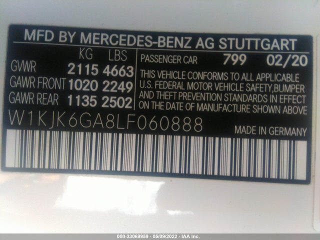 2020 Mercedes-Benz SL-Class, VIN: W1KJK6GA8LF060888