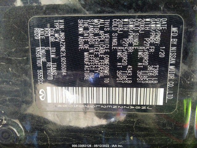 2020 Infiniti QX80, VIN: JN8AZ2NE2L9255084