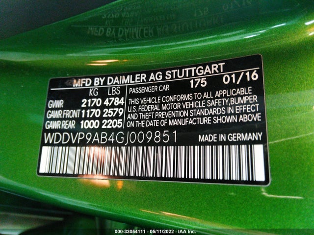 2016 Mercedes-Benz B-Class, VIN: WDDVP9AB4GJ009851