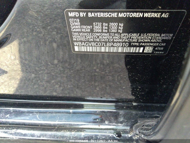 2020 BMW 8 Series Gran Coupe, VIN: WBAGV8C07LBP48910