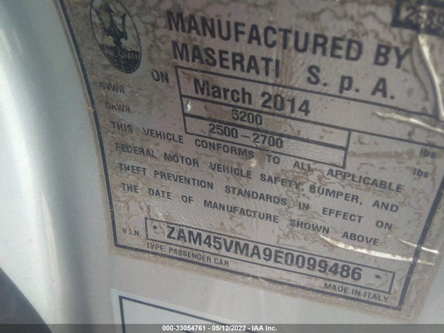 2014 Maserati Granturismo, VIN: ZAM45VMA9E0099486