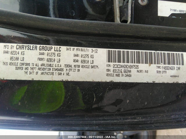 Dodge Charger Sxt 2012 2C3CDXHG9CH207535 Image 10
