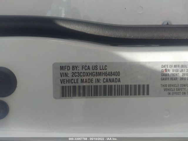 2C3CDXHG8MH648400 Dodge CHARGER GT
