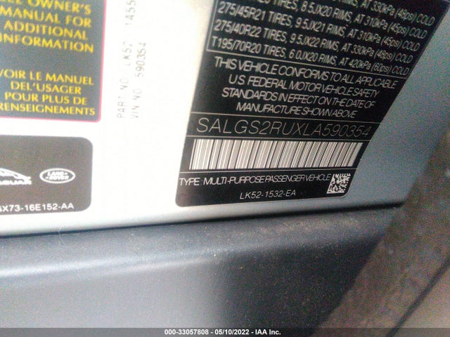2020 Land Rover Range Rover, VIN: SALGS2RUXLA590354