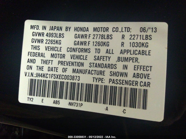 2014 Acura RLX, VIN: JH4KC1F5XEC003873