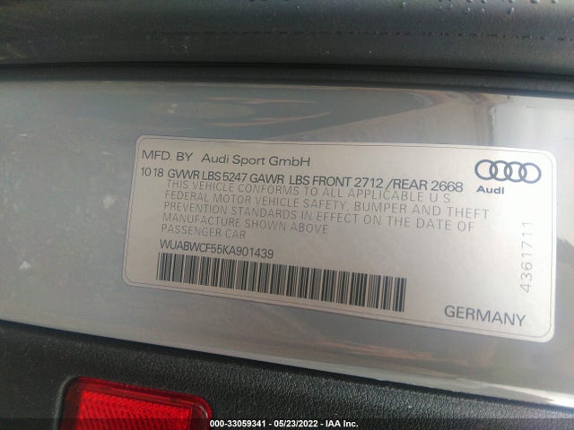 2019 Audi RS 5, VIN: WUABWCF55KA901439