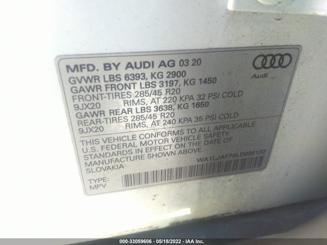 2020 Audi Q7, VIN: WA1LJAF76LD008132