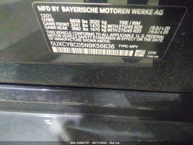 2022 BMW X6, VIN: 5UXCY8C05N9K56636