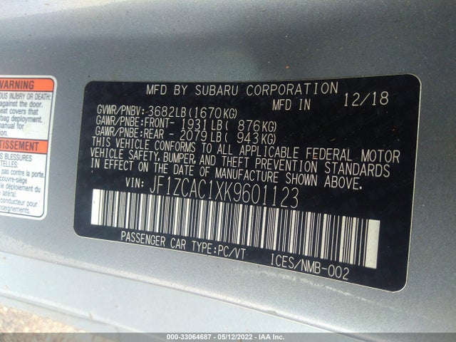 2019 Subaru BRZ, VIN: JF1ZCAC1XK9601123