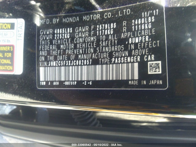 2018 Honda Clarity, VIN: JHMZC5F3XJC002057