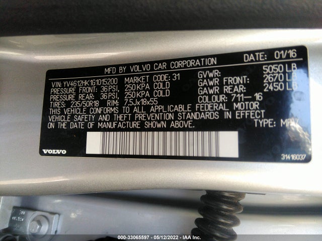 2016 Volvo V60, VIN: YV4612HK1G1015200