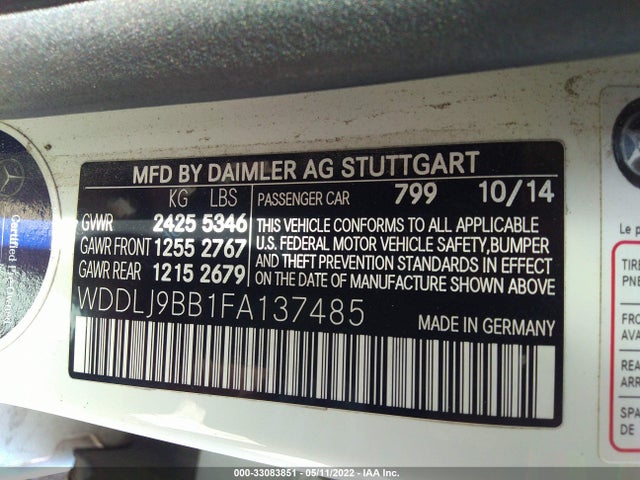 2015 Mercedes-Benz CLS-Class, VIN: WDDLJ9BB1FA137485