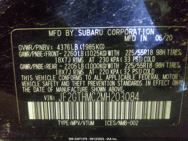 Subaru Crosstrek Limited 2021 JF2GTHMC2MH203084 Image 9