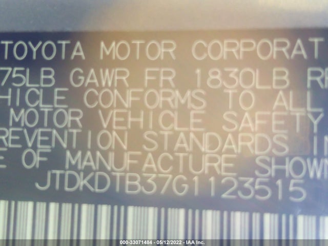 2016 Toyota Prius, VIN: JTDKDTB37G1123515