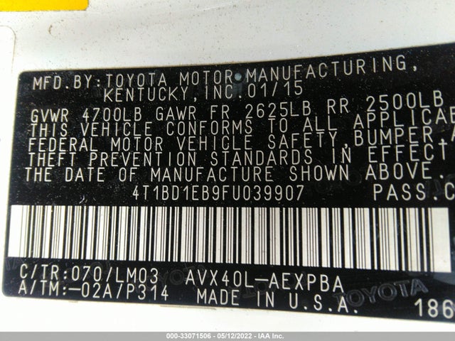 2015 Toyota Avalon, VIN: 4T1BD1EB9FU039907