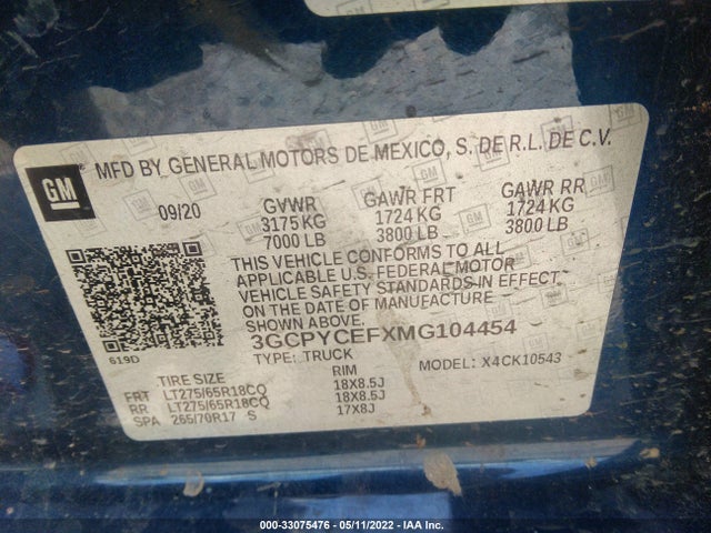 Chevrolet Silverado 1500 Custom Trail Boss 2021 3GCPYCEFXMG104454 Image 9