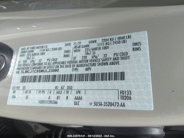 2021 Lincoln Corsair, VIN: 5LMCJ1C95MUL23090