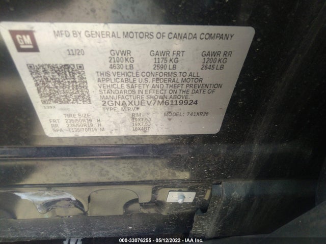 Chevrolet EQUINOX LT 2021 2GNAXUEV7M6119924 Image 9