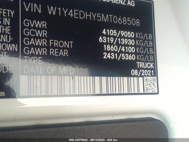 2021 Mercedes-Benz Sprinter, VIN: W1Y4EDHY5MT068508