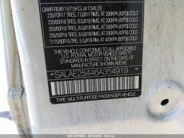 Land Rover LR3 SE 2006 SALAE25446A354919 Image 10