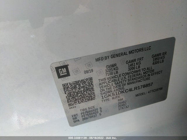 2020 GMC Yukon, VIN: 1GKS1DKC4LR178857