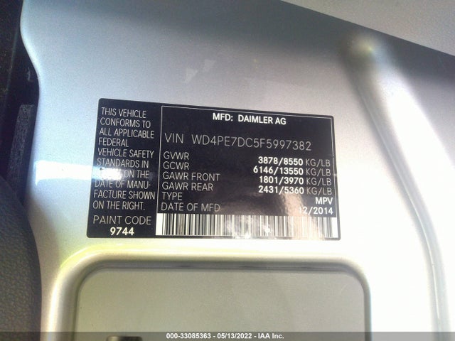 2015 Mercedes-Benz Sprinter, VIN: WD4PE7DC5F5997382