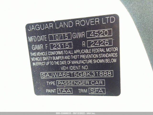 2016 Jaguar F-TYPE, VIN: SAJWA6ET5G8K31888