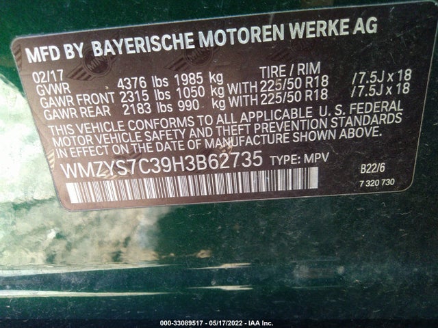 2017 Mini Countryman, VIN: WMZYS7C39H3B62735