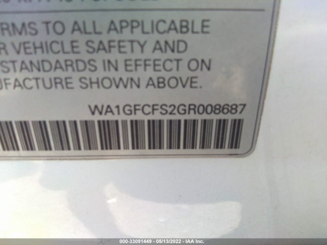 2016 Audi Q3, VIN: WA1GFCFS2GR008687