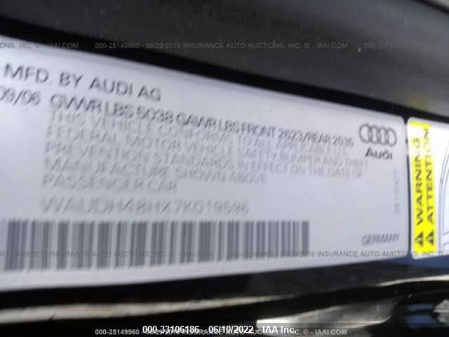 2007 AUDI A4 WAUDH48HX7K019596 Photo 8