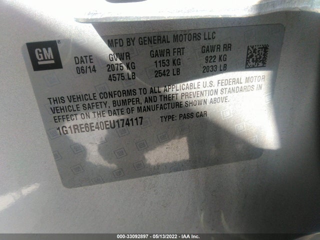 2014 Chevrolet Volt, VIN: 1G1RE6E40EU174117