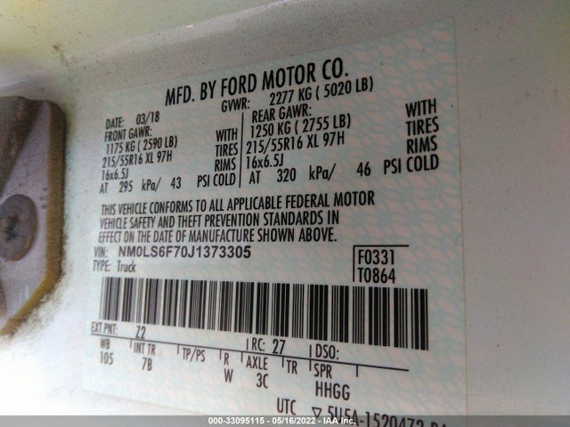 2018 Ford Transit Connect, VIN: NM0LS6F70J1373305
