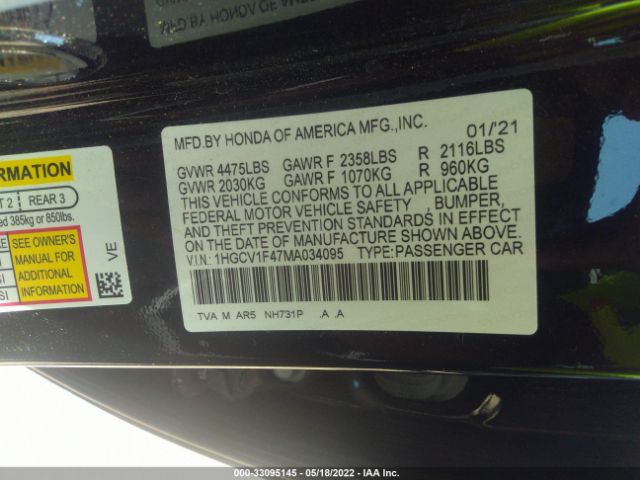 1HGCV1F47MA034095 Honda Accord Sport Special Edition