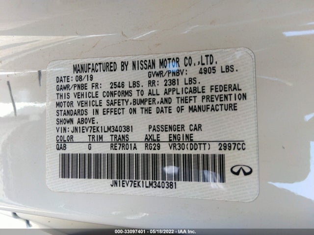 2020 Infiniti Q60, VIN: JN1EV7EK1LM340381