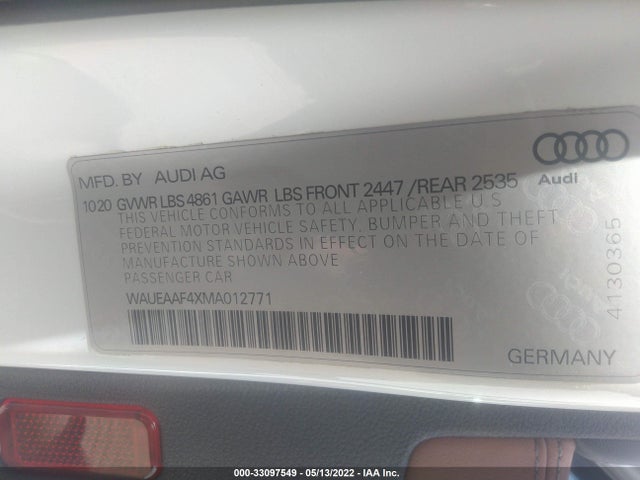 2021 Audi A4, VIN: WAUEAAF4XMA012771