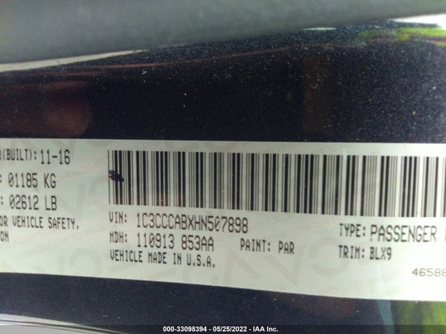 2017 Chrysler 200, VIN: 1C3CCCABXHN507898