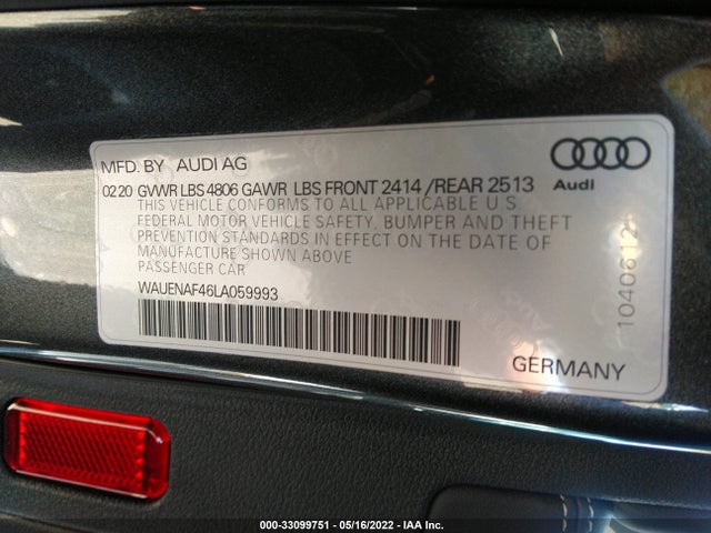 2020 Audi A4, VIN: WAUENAF46LA059993