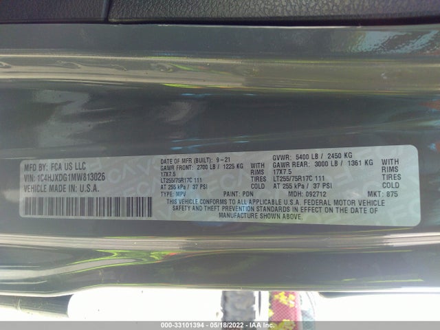 2021 Jeep Wrangler, VIN: 1C4HJXDG1MW813026