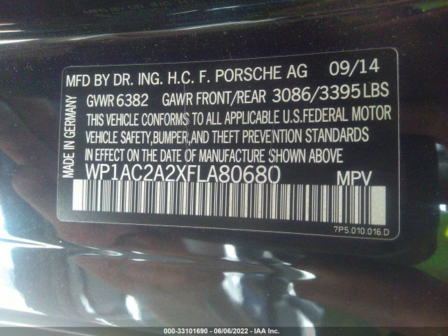 2015 Porsche Cayenne, VIN: WP1AC2A2XFLA80680