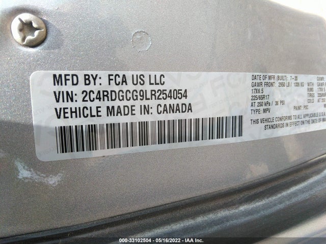 2020 Dodge Grand Caravan, VIN: 2C4RDGCG9LR254054