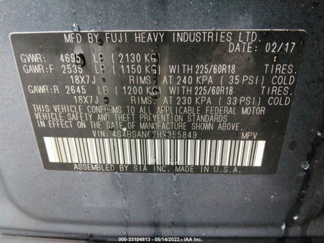 4S4BSANC2H3355849 Subaru Outback Limited