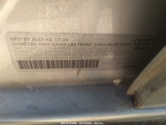 WAULF78K29N014182 Audi A4 2.0t Prem