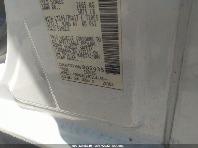 2021 Nissan NV, VIN: 1N6AF0KYXMN805435