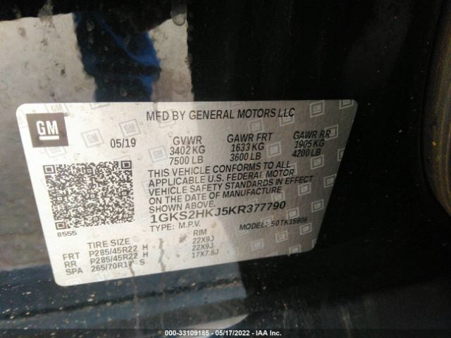 1GKS2HKJ5KR377790 GMC YUKON XL DENALI