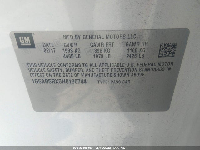 2017 Cadillac ATS, VIN: 1G6AB5RX5H0190744